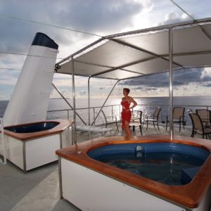 Ocean Hunter III | Top deck lounge and jacuzzi | Dive Palau | Infinite Blue Dive Travel